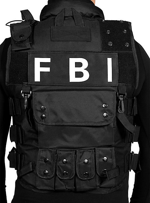 FBI Weste F.B.I. Deluxe schusssichere Weste mit Reißverschluss schwarz-weiß  – Fortmann
