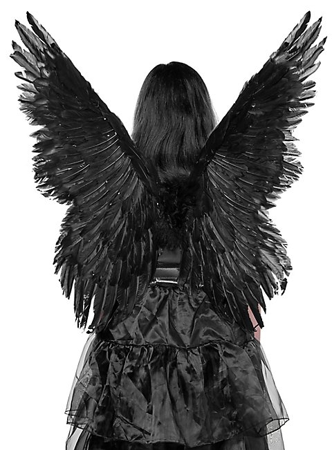 Schwarze Feder Flügel 44 x 39 cm Dark Angel Engelsflügel gefallener Engel  Kostüm-Zubehör