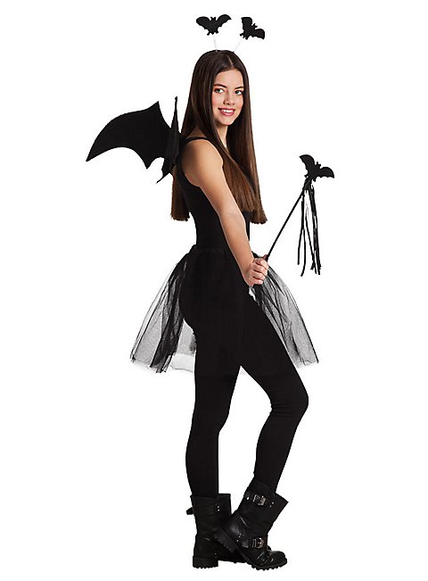 Halloween Fledermaus Stirnband Set – Inkl. Haarspangen, Choker & Gesichtstattoos, Für Kostüm-Partys