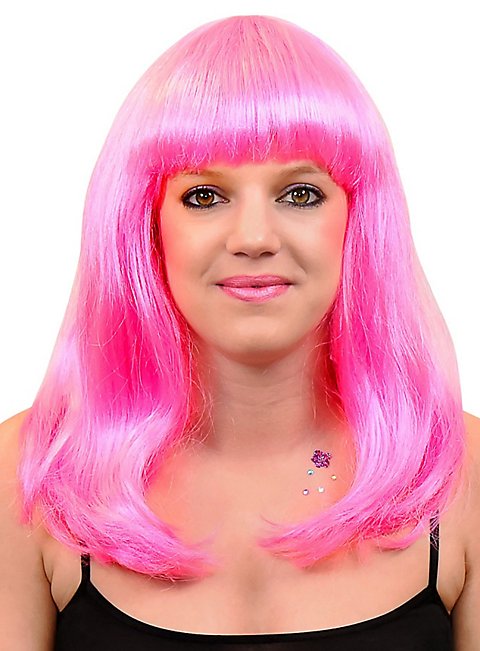 Smiffys Damen Perücke „Glamour“ – Neonpink Mit Pony, Kurz, Für Karneval, Halloween & Mottopartys