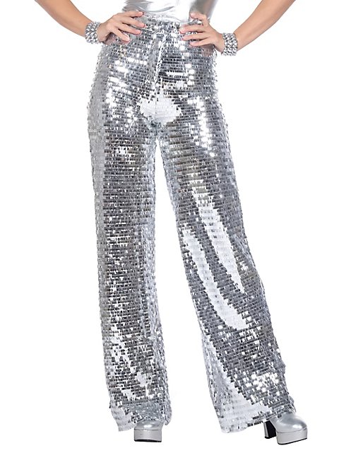 Boland Disco-Hose Silber – Glänzende Schlaghose, Größe M/L, 70er-Jahre Stil, Für Partys