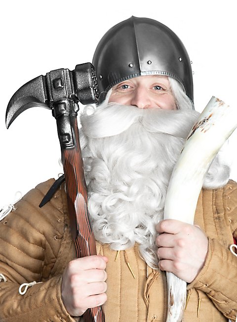 SHATCHI Deluxe Weihnachtsmann Bart & Perücke Lang Weiß – Erwachsene Kostüm Verkleidung | Weihnachtsmann Zubehör Halloween Zauberer