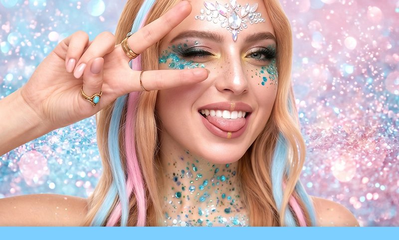 Glitzer Make-up für dein Festival!