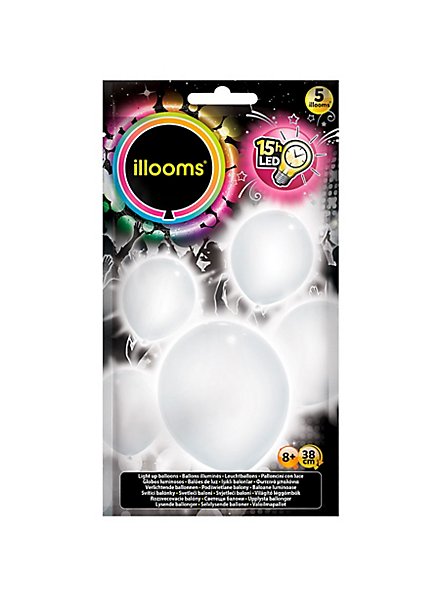 5 illooms LED Luftballons weiß