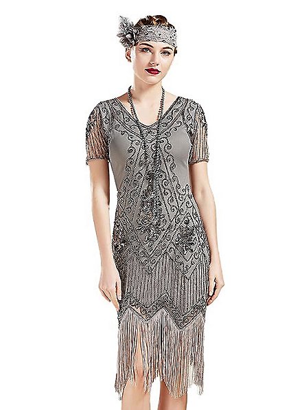 Abito Charleston anni '20 Clara grigio-argento