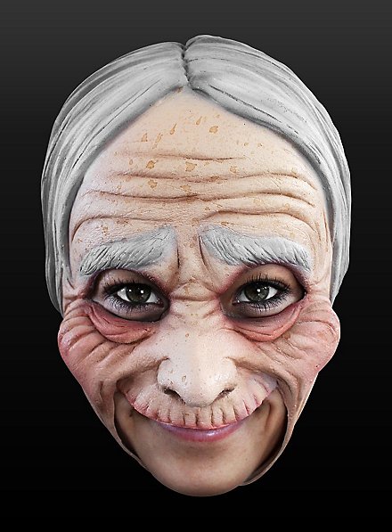 Alte Frau Kinnlose Maske aus Latex