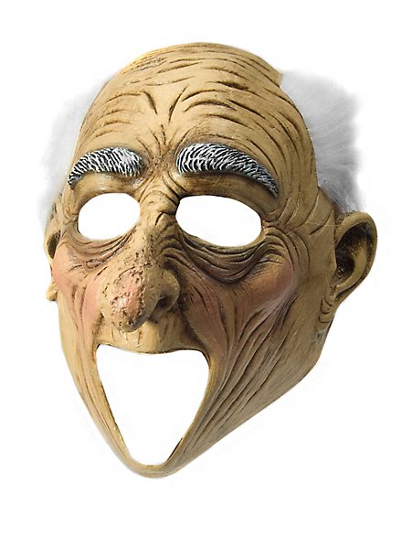 Amazed grandpa mask with open mouth
