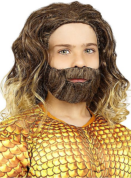 Aquaman perruque avec barbe pour enfants