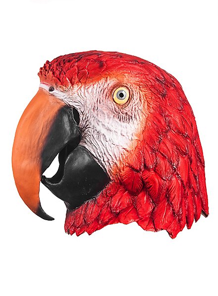 ADULT PARROT TROPICAL BIRD ANIMAL MACAW COSTUME LATEX MASK RED OVER THE HEAD 