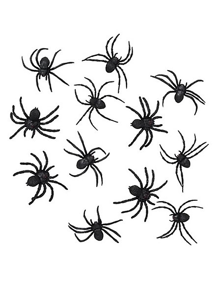 Araignées noires décoration d'Halloween 12 pièces