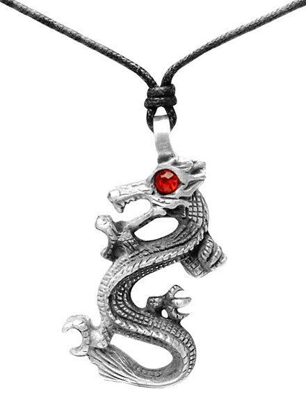 Chinesischer Drache Dragon Anhänger mit Kette Karabiner Halskette Schmuck 