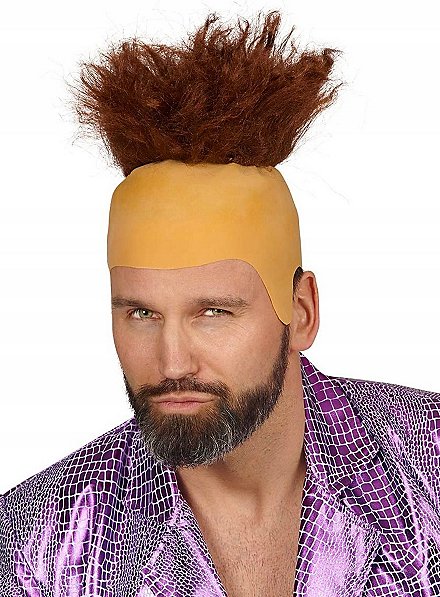 Bald cap with tangled tuft of hair - maskworld.com