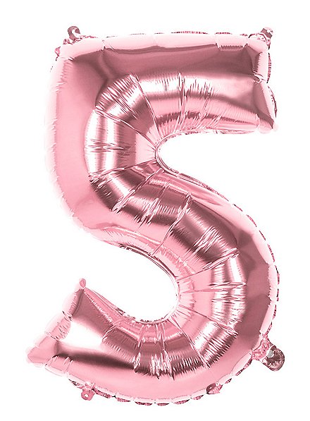 Ballon en plastique chiffre 5 or rose 86 cm