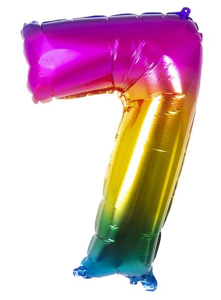 Ballon en plastique chiffre 7 arc-en-ciel 86 cm