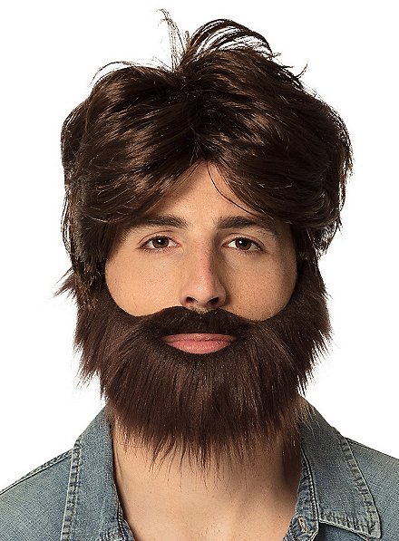 Barba completa e parrucca da hipster