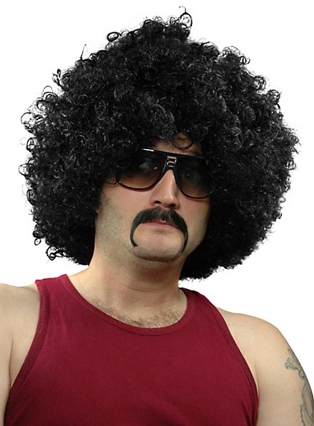 Barbe de vrai cheveu de disco des années 70, noire