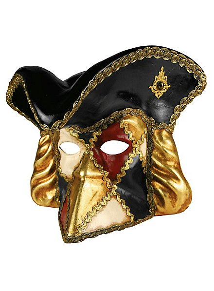 Bauta con capello scacchi colore - Venetian Mask