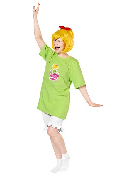 Costume Bibi Blocksberg Per Bambini: Maglietta Verde E Pantaloni Bianchi Con Elastico | Travestimento Halloween E Carnevale