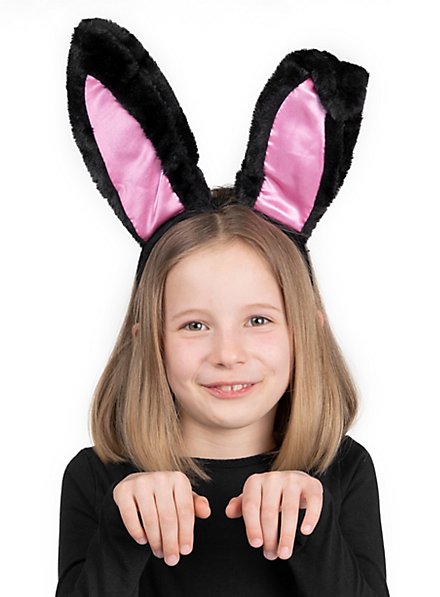 JIHUOO Black Bunny Ears Headband Halloween Rabbit Ear Hair