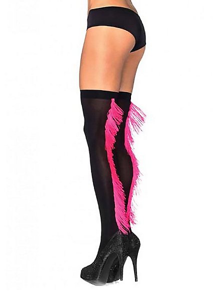 Black stockings with pink fringes