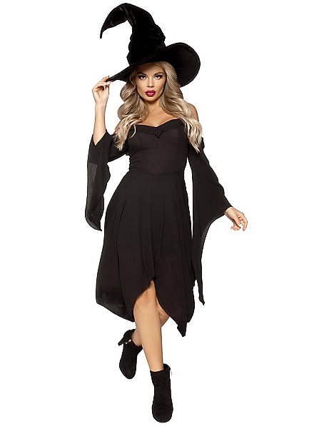 Black strap dress with trumpet sleeves - maskworld.com