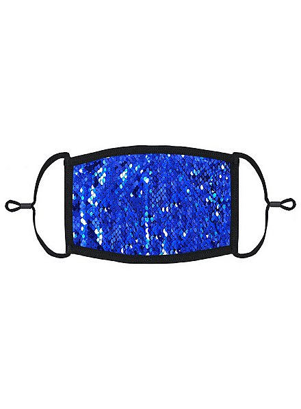 Blue-silver reversible sequins Mouth and nose mask
