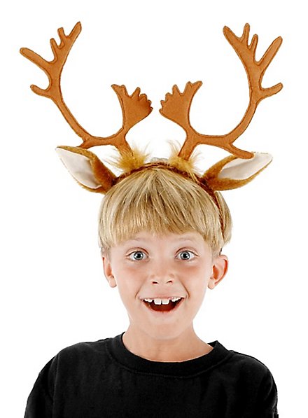 Serre-tête Bois De Cerf - Accessoire Déguisement Noël Ou Halloween - Taille Ajustable - Peluche Douce