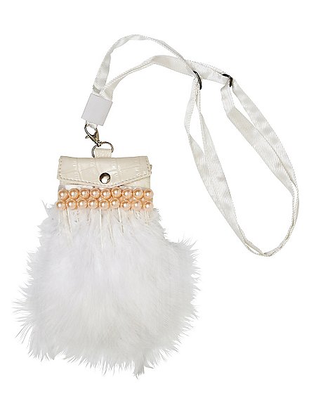 Borsa a tracolla con piume bianche