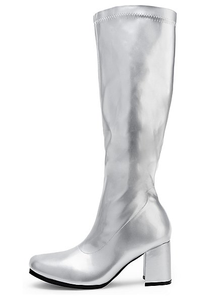 Botas De Caña Estrecha Cuero Sintético Plateado