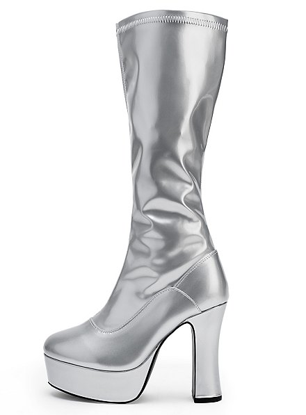 Bottes argentées à semelles compensées avec fermeture éclair