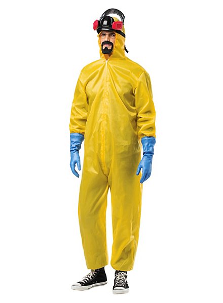 Mens Breaking Bad Yellow Hazmat Suit Halloween Fancy Dress Costume 