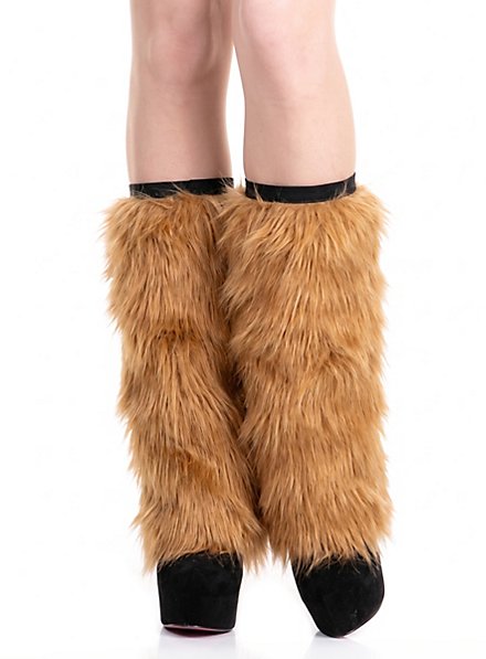 Brown Fur Leg Warmers - maskworld.com