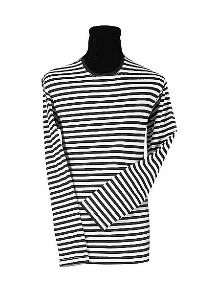 Camicia a righe da uomo a maniche lunghe in bianco e nero - adatta per tutti i giorni