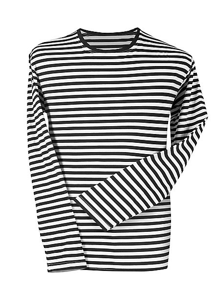 Camicia a righe per bambini a maniche lunghe in bianco e nero - adatta per tutti i giorni