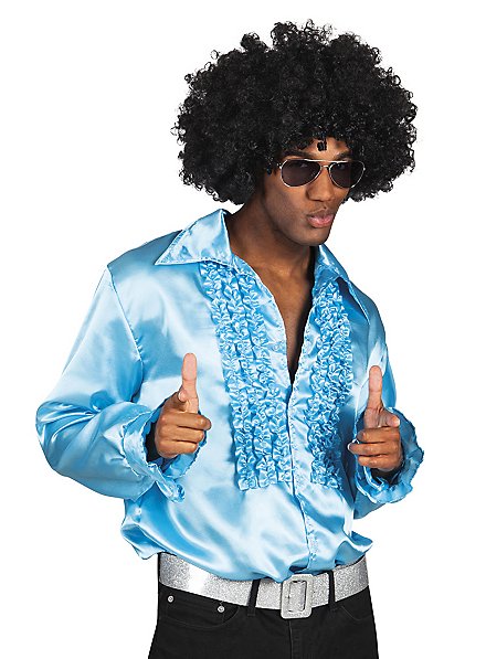 Camicia blu cielo con volant per pop star
