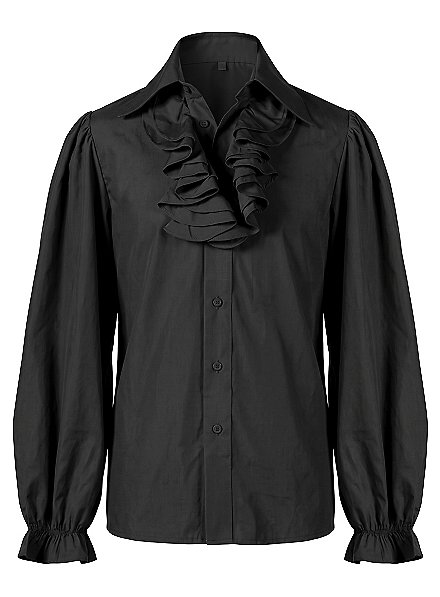 Camicia con volant e jabot nero
