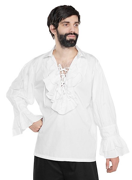 Camisa Steampunk Para Hombre - Estilo Gótico Medieval Con Volantes Y Cuello De Pico