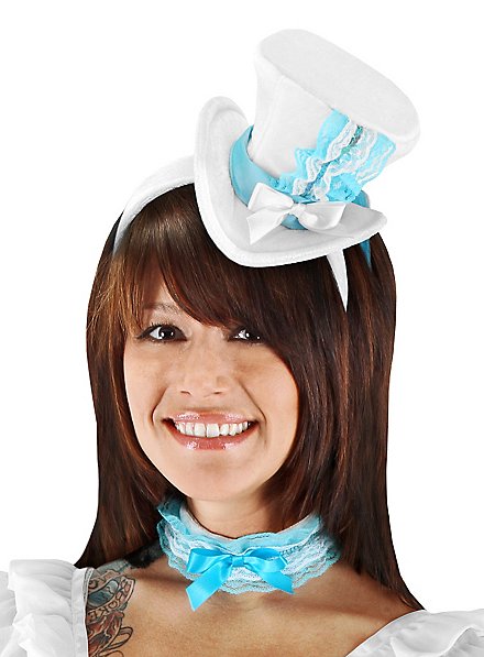 Cappello a cilindro da cocktail bianco con collare - Main Image