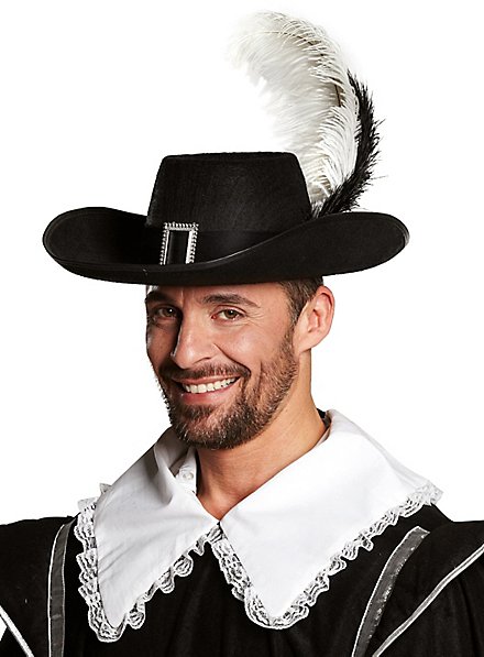 Cappello da moschettiere con fibbia e piume