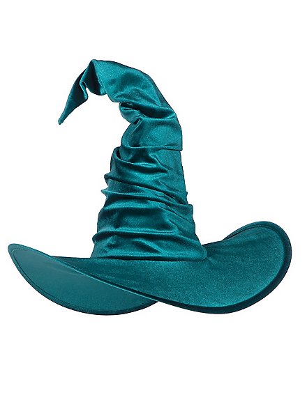 Cappello da strega in velluto turchese