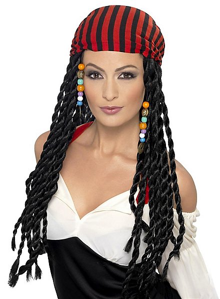 Captain Jacky pirate wig with headscarf - maskworld.com