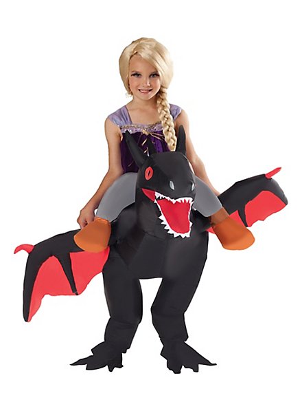 Cavalier dragon noir Déguisement gonflable pour enfant