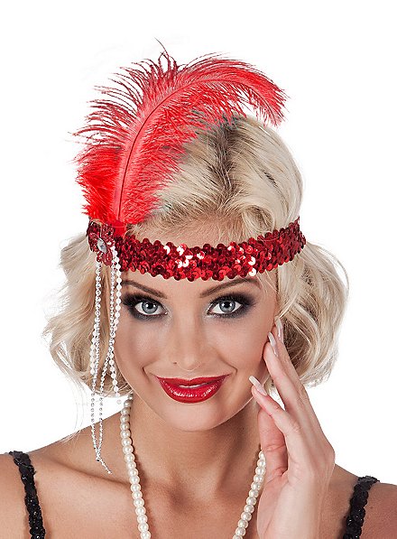 Cerchietto glitterato anni '20 rosso