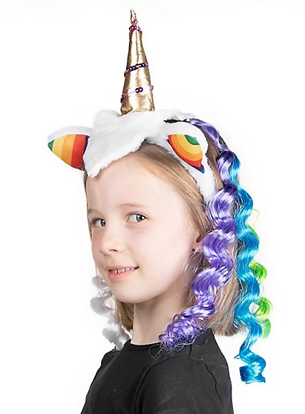 Cerchietto unicorno con ciocca arcobaleno per bambini
