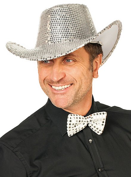 Chapeau de cowboy à paillettes argenté