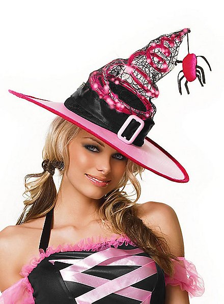 Chapeau de sorcière LED rose