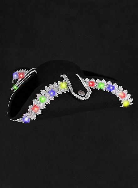 Chapeau LED clignotants multicolores à liseré argenté 