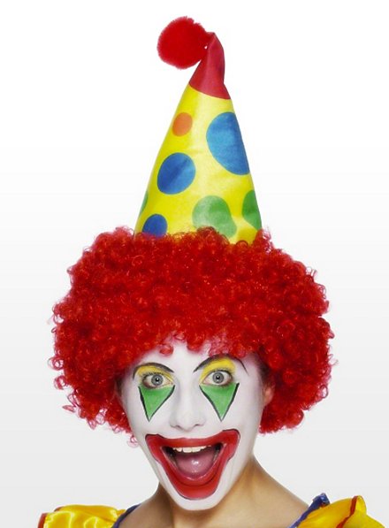 Chapeau pointu de clown avec perruque
