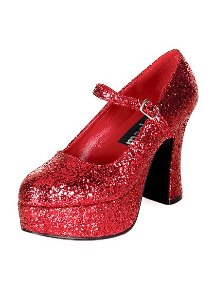 Chaussures à plateau paillettes rouges