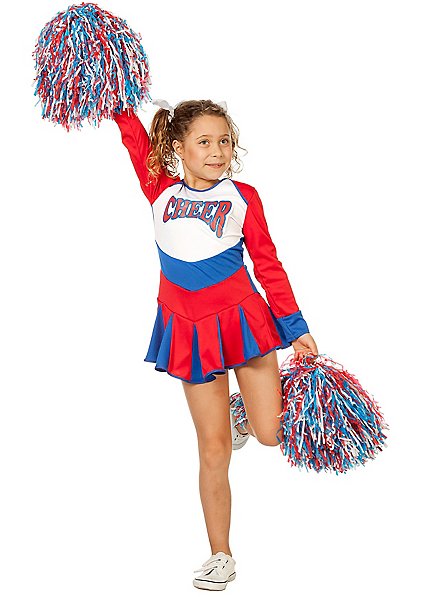 Cheerleaderin Kinderkleid rot-blau